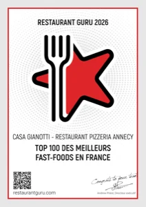Diplôme Restaurant Guru 2026 : Casa Gianotti figure au Top 100 des meilleurs fast-foods en France